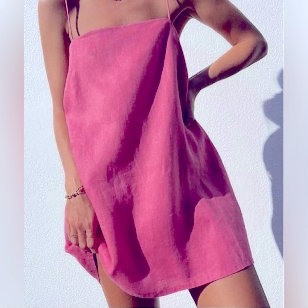 COPY - Reformation Aubree Linen Mini Dress in Snapdragon Pink Size XS